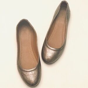 Frye Carson Ballet Flat Golden Metallic Leather Round-toe Slip on Loafer Sz-9.5